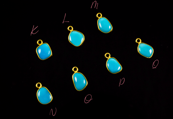 18k Yellow Gold Natural Turquoise Charms