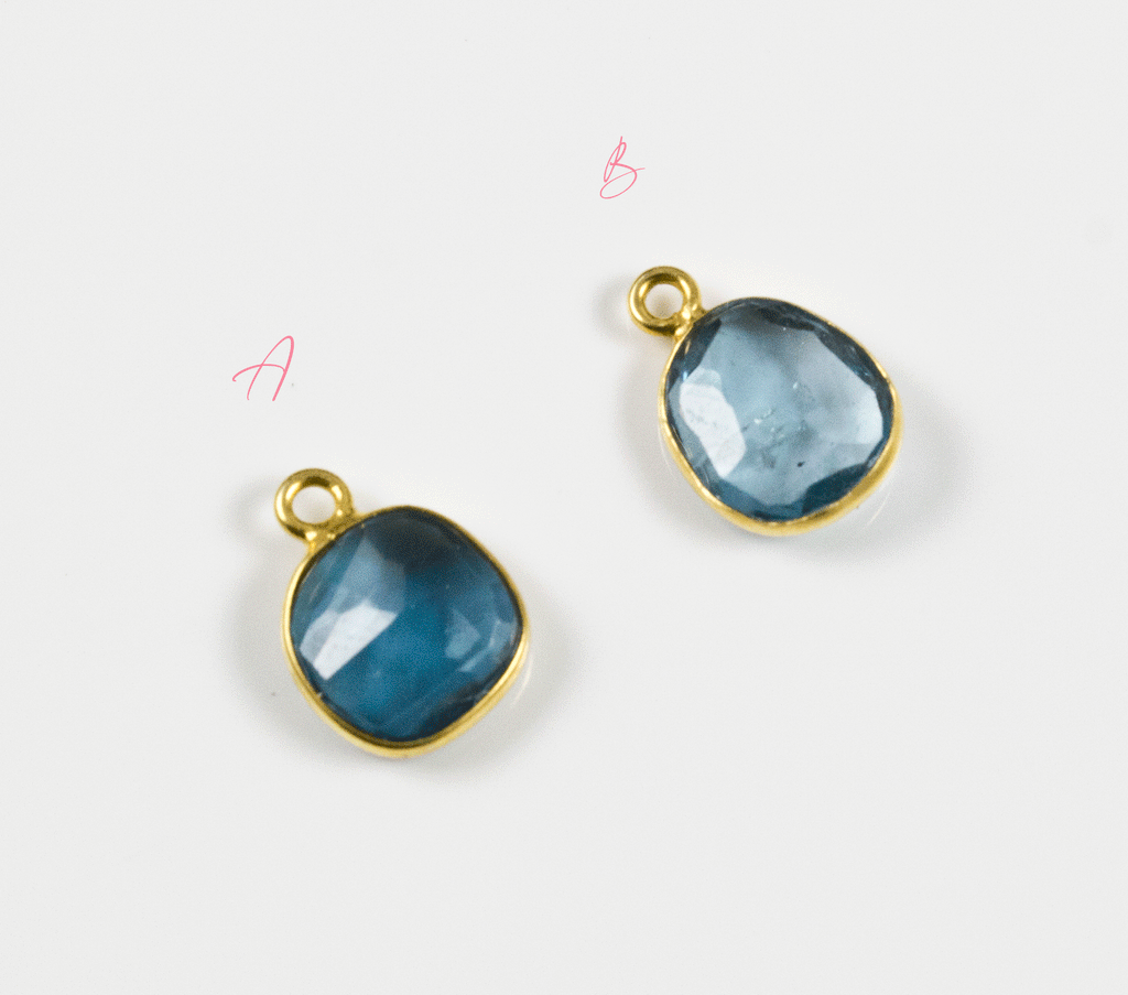 18k Yellow Gold London Blue Topaz Charms