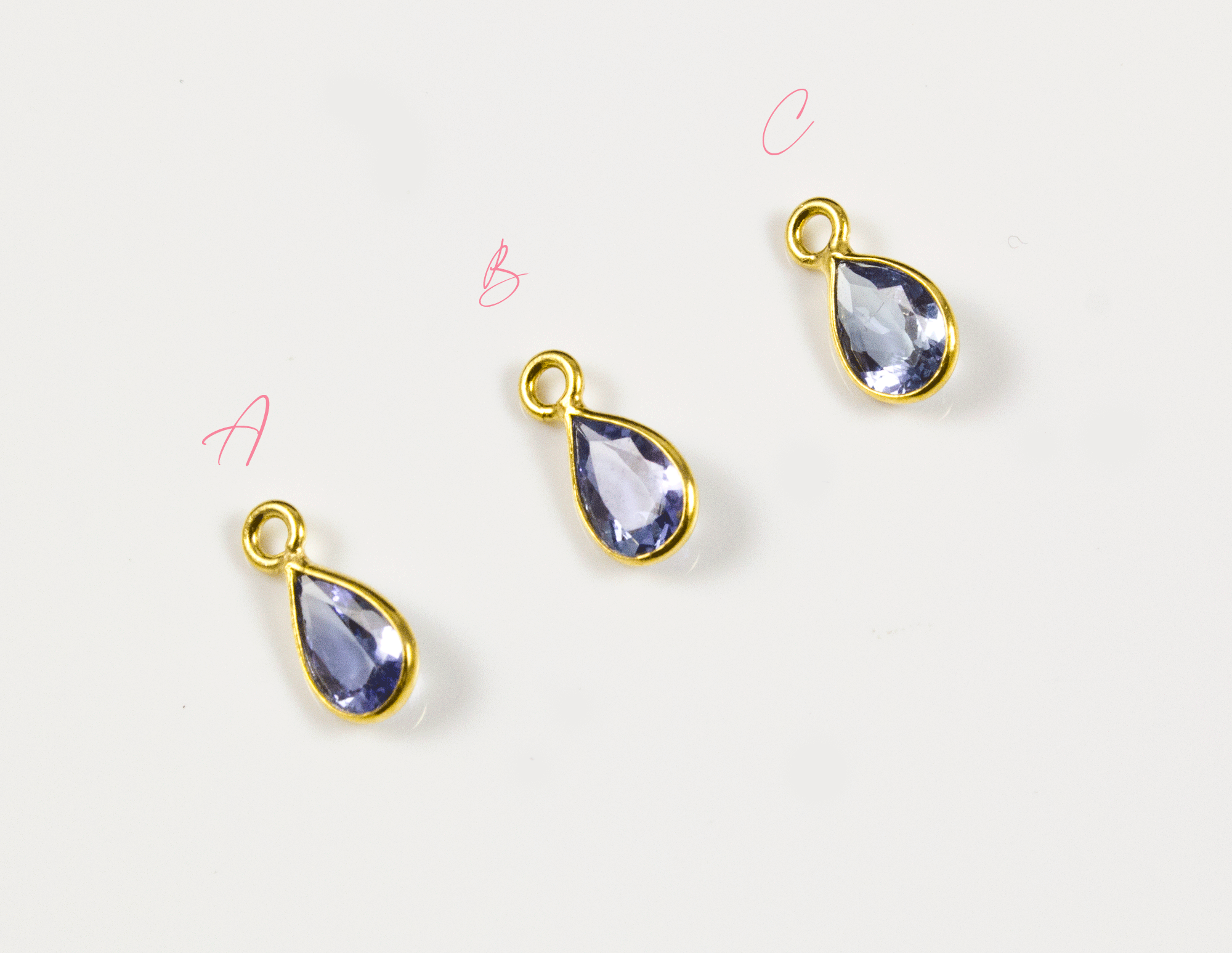 18k Yellow Gold Faceted Tanzanite Charms