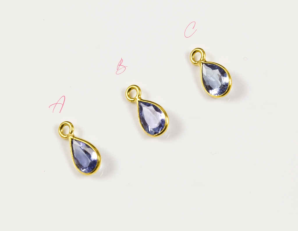 18k Yellow Gold Faceted Tanzanite Charms