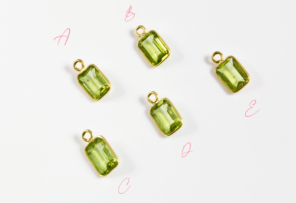 18k Yellow Gold Faceted Peridot Charms