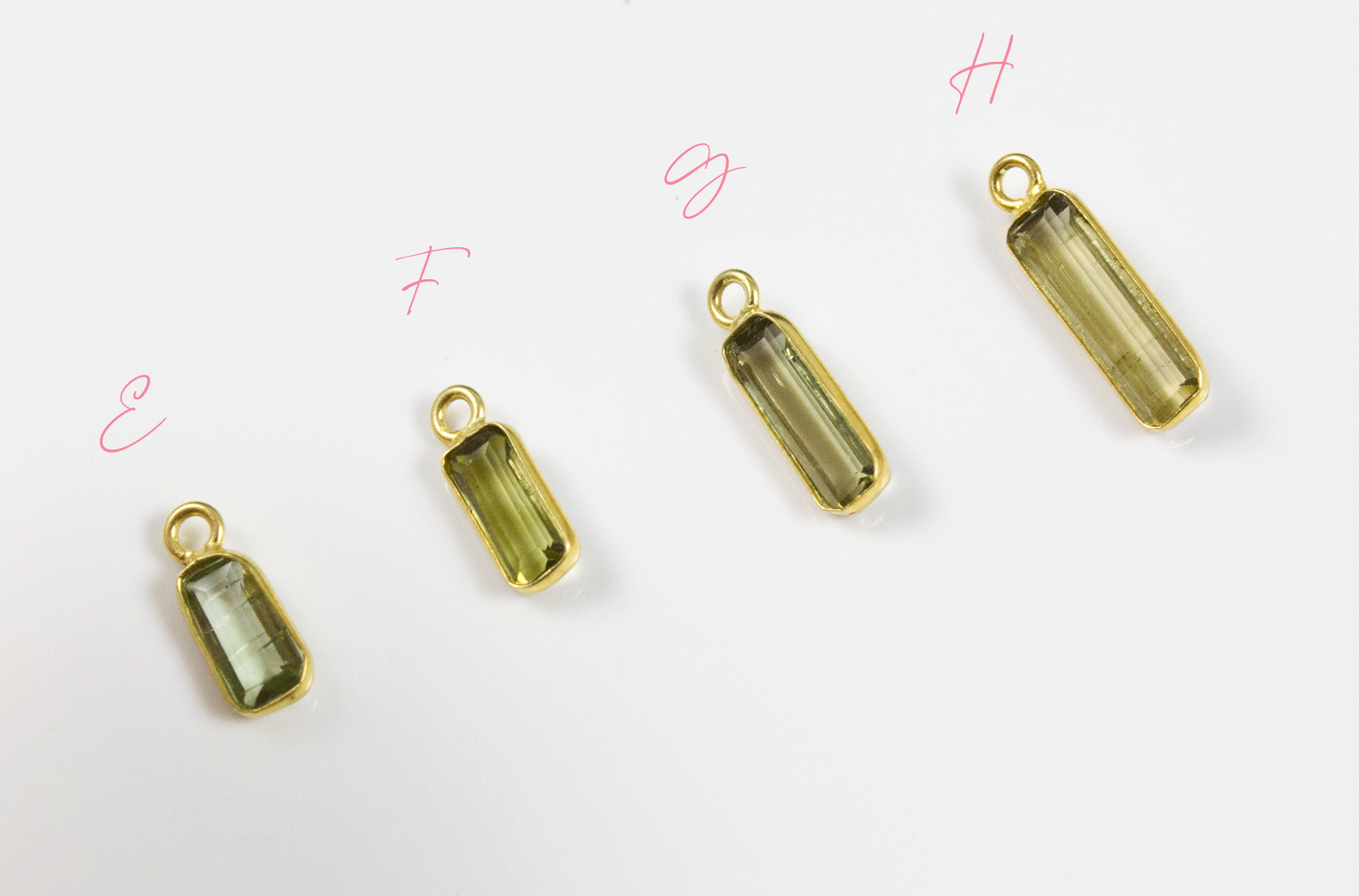 18k Yellow Gold Tourmaline Charms