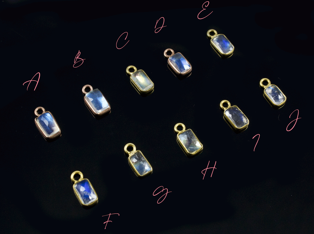 18k Rose Gold Moonstone Charms
