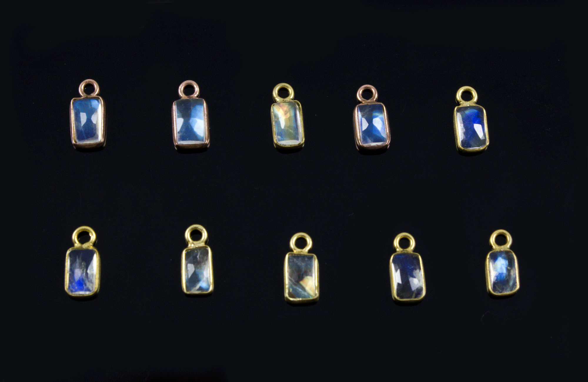 18k Rose Gold Moonstone Charms