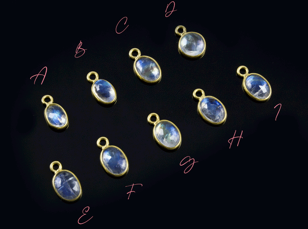 18k Yellow Gold Rose Cut Moonstone Charms