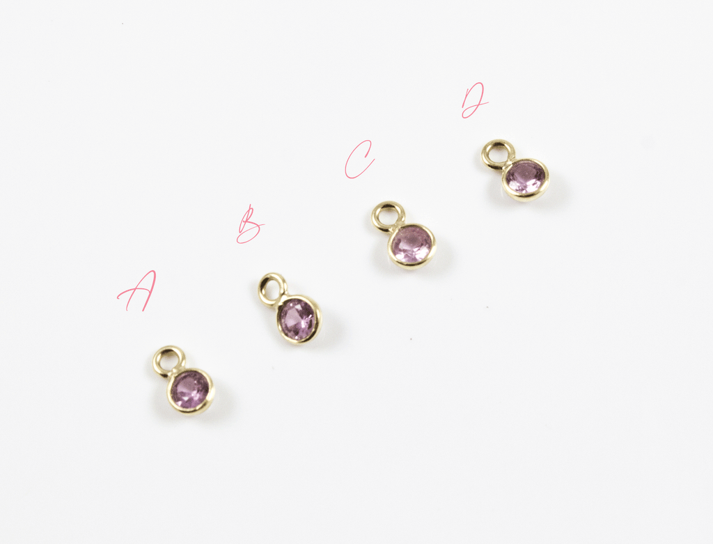 18k Yellow Gold Faceted Pink Sapphire Charms