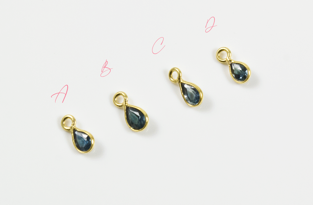 18k Yellow Gold Faceted Blue Sapphire Charms