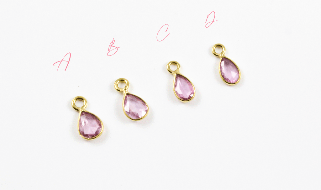 18k Yellow Gold Faceted Pink Sapphire Charms