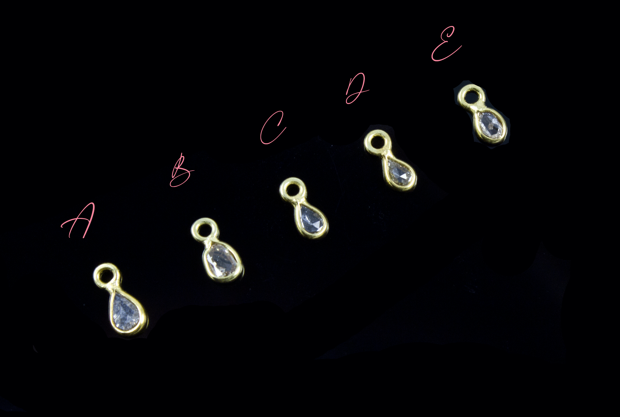 18k Yellow Gold Faceted Natural Diamond Charms