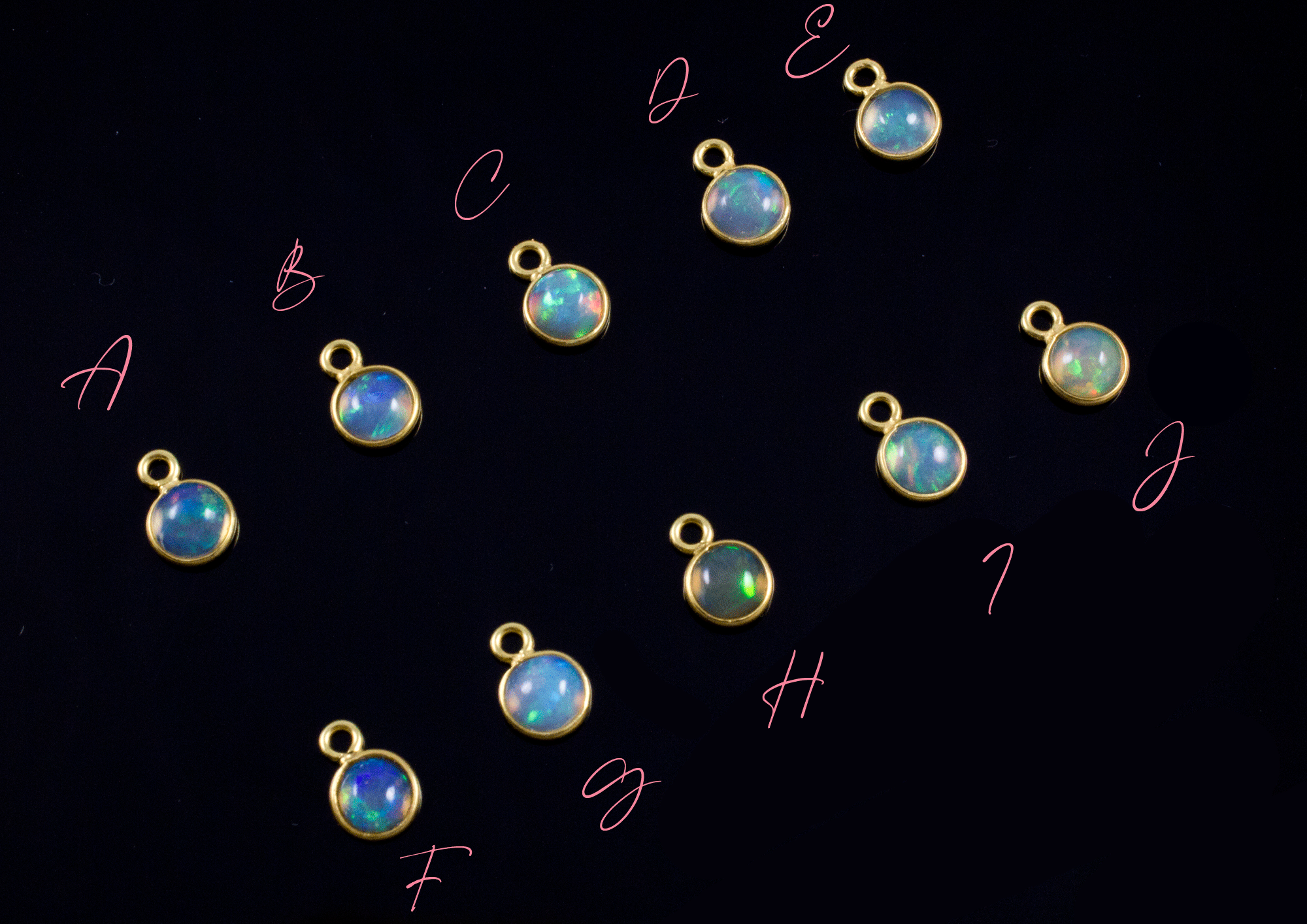 18k Yellow Gold Ethiopian Opal Charms