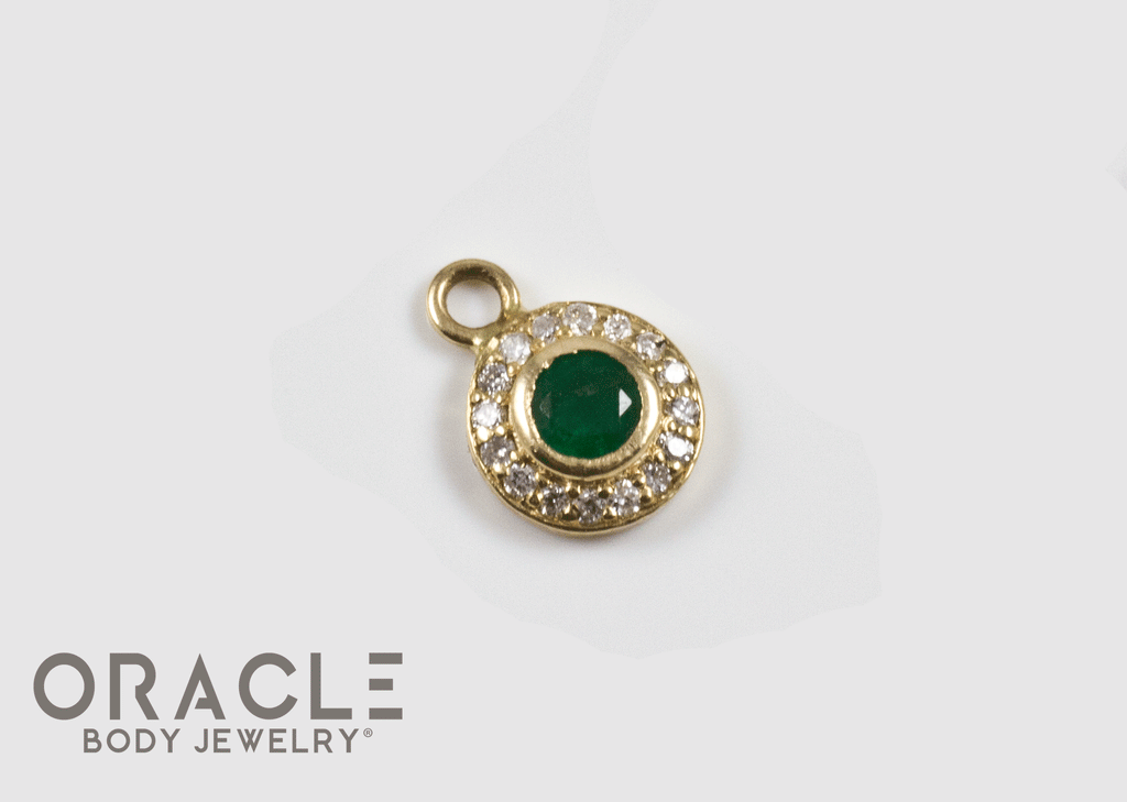 14k Emerald with Diamonds Charm