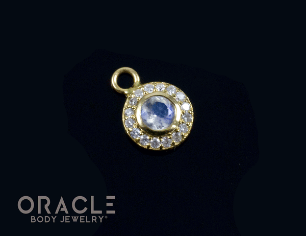 14k Moonstone with Diamonds Charm