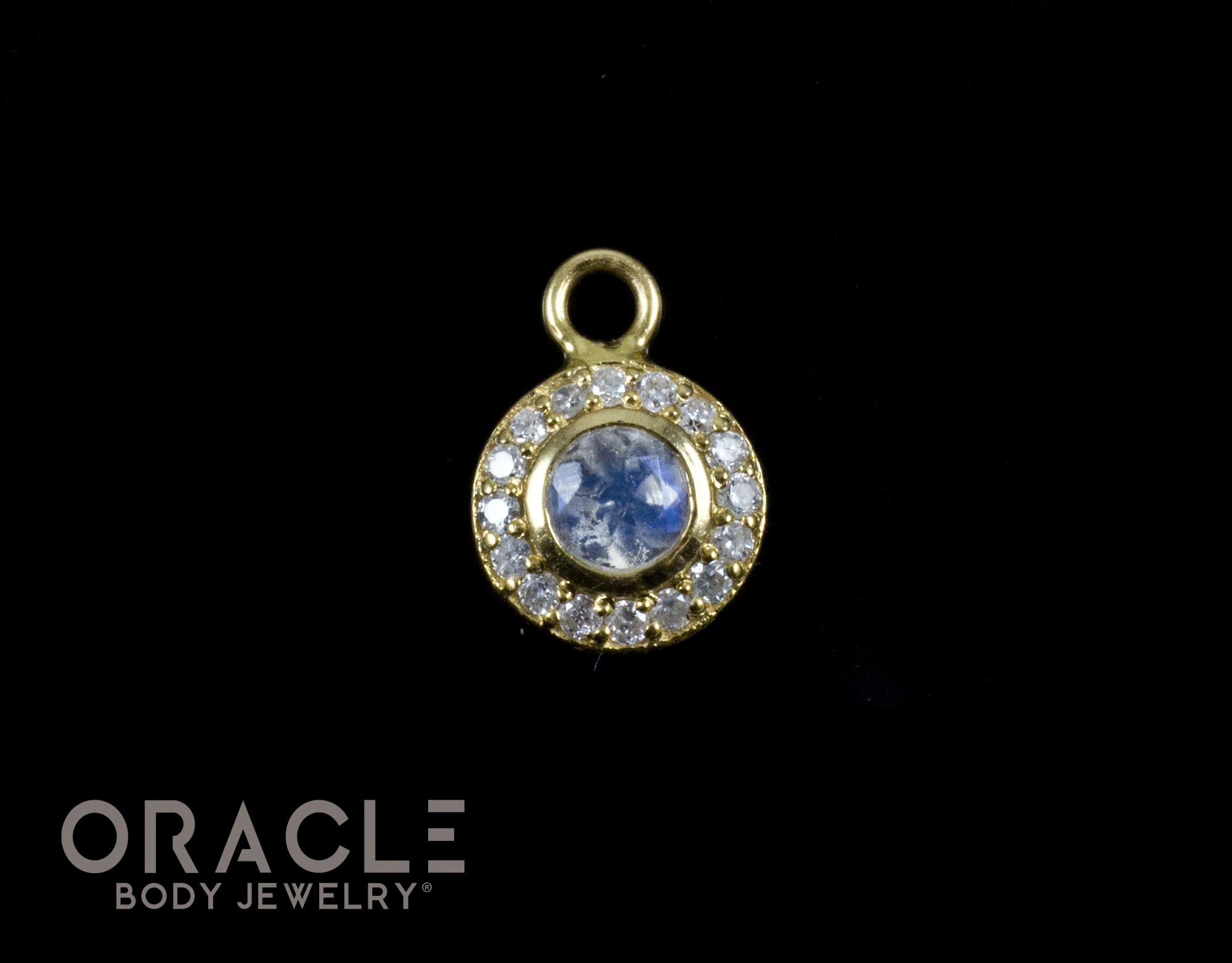 14k Moonstone with Diamonds Charm