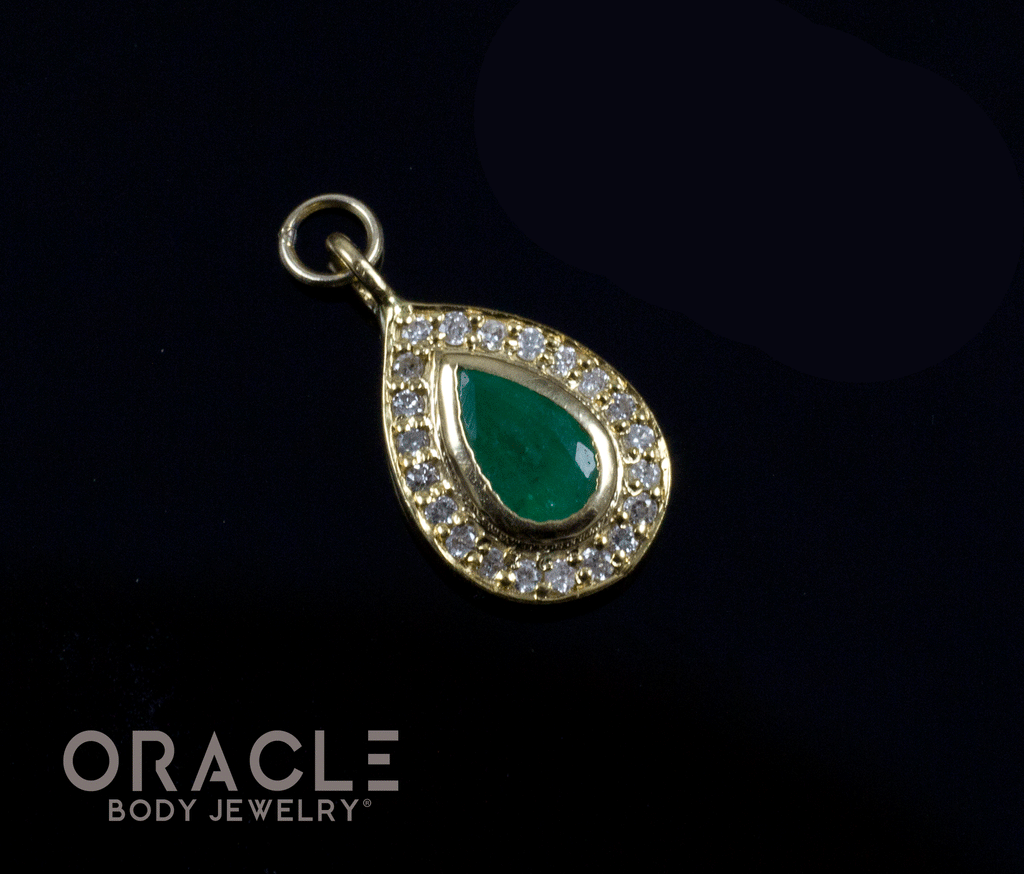 14k Emerald with Diamonds Charm
