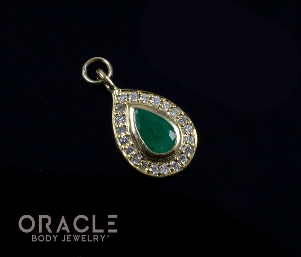 14k Emerald with Diamonds Charm