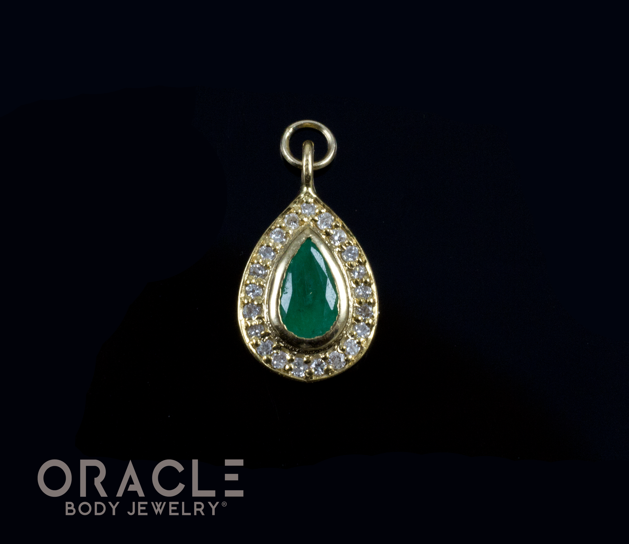 14k Emerald with Diamonds Charm