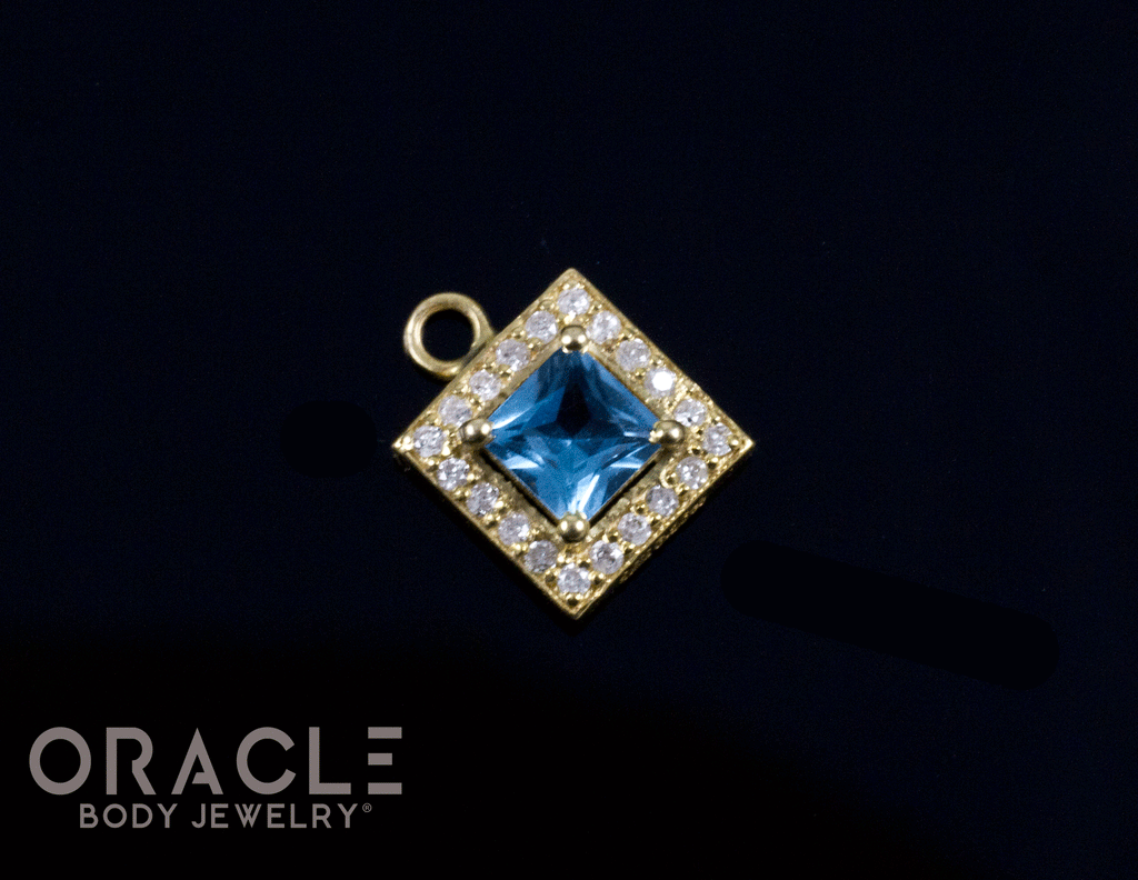 14k Swiss Topaz with Diamonds Charm
