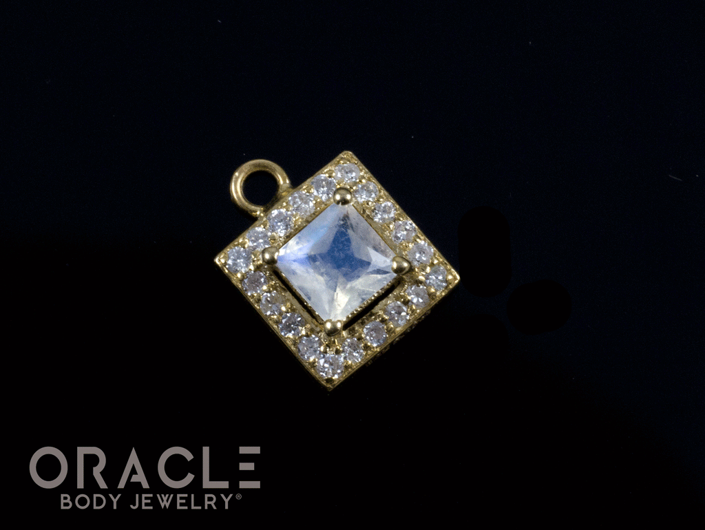 14k Moonstone with Diamonds Charm