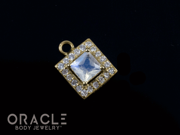14k Moonstone with Diamonds Charm