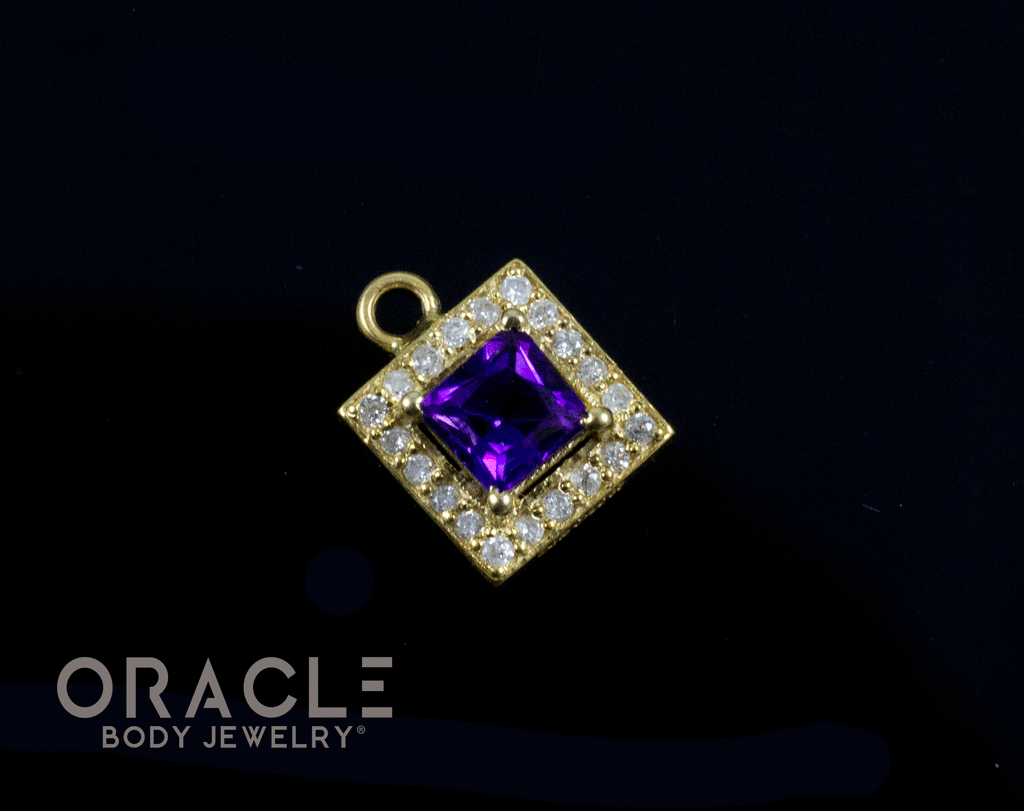 14k Amethyst with Diamonds Charm