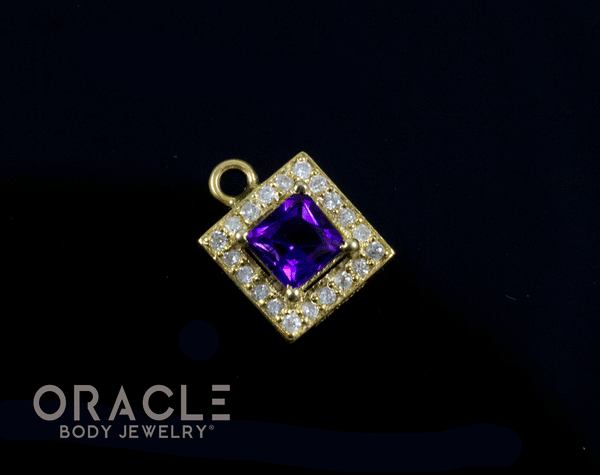 14k Amethyst with Diamonds Charm