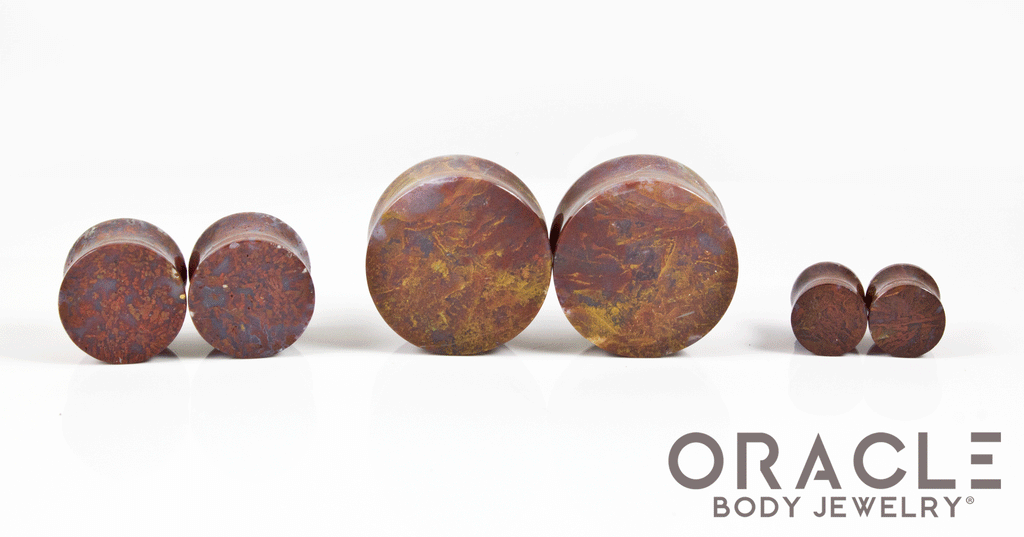Red Moss Agate Double Flare Plugs