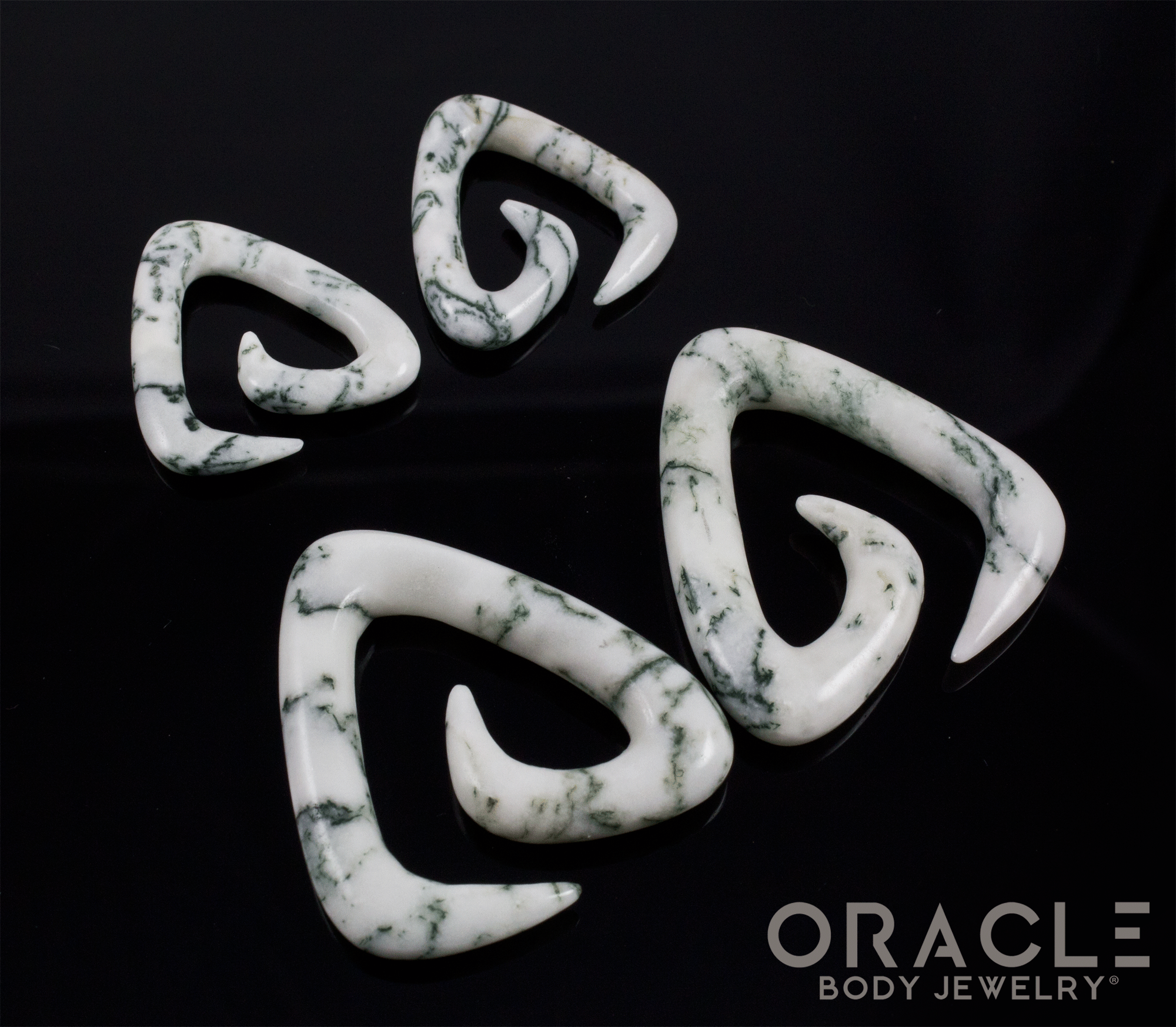 Green Tree Agate Trinity Stone Spirals