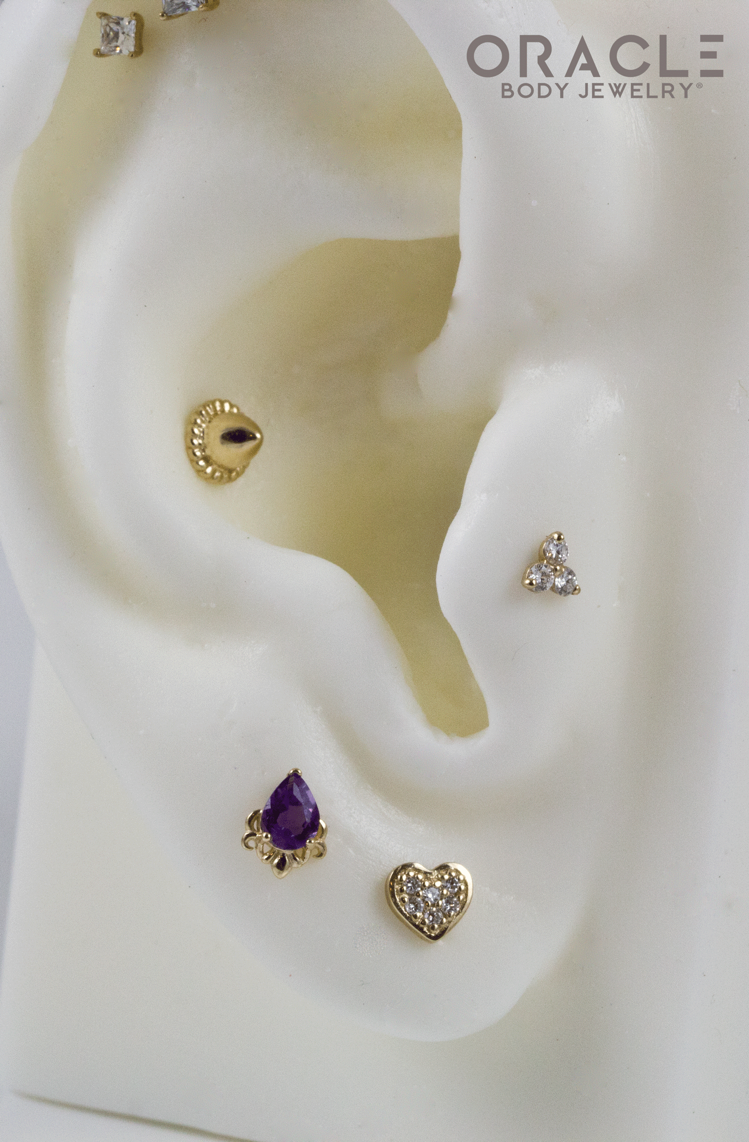14k Heart of Diamonds Threadless End