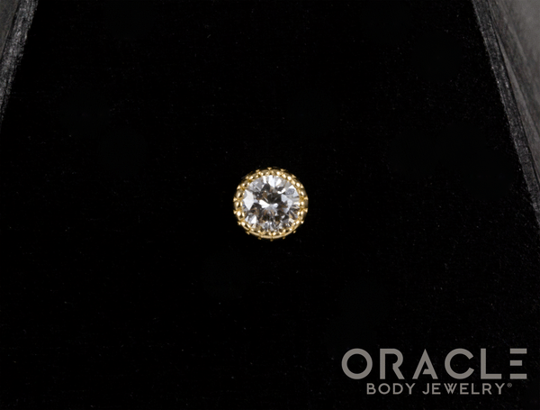 14k Textured Round Diamond Threadless End