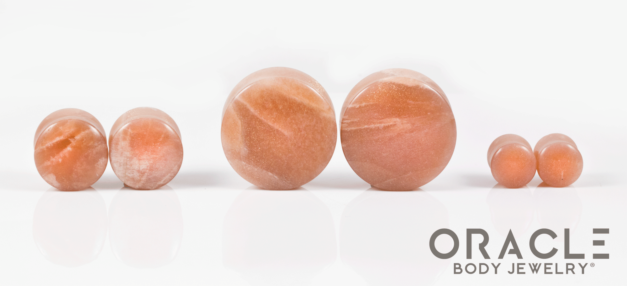 Peach Moonstone Double Flare Plugs