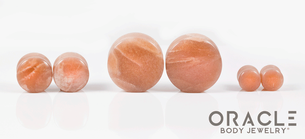 Peach Moonstone Double Flare Plugs
