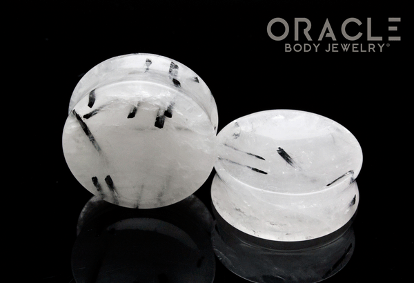 1-1/2" Tourmalated Quartz Concave Plugs