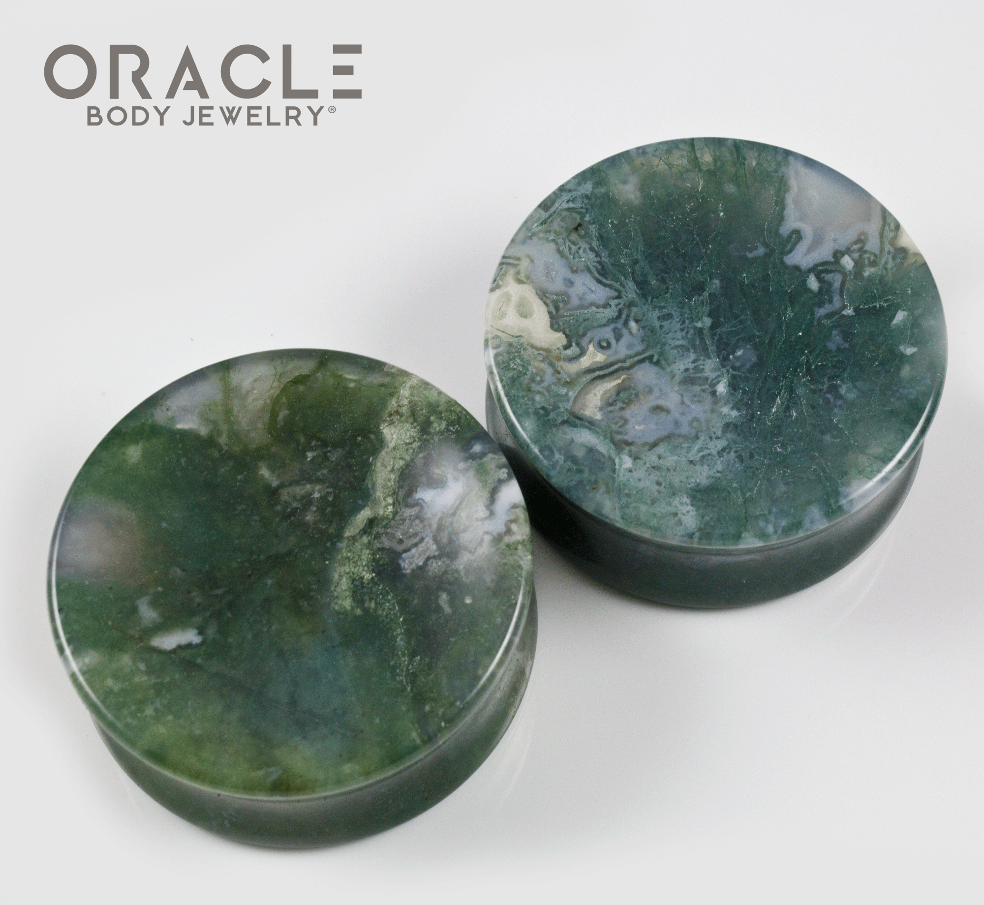 1-1/2" (38mm) Moss Agate Concave Plugs
