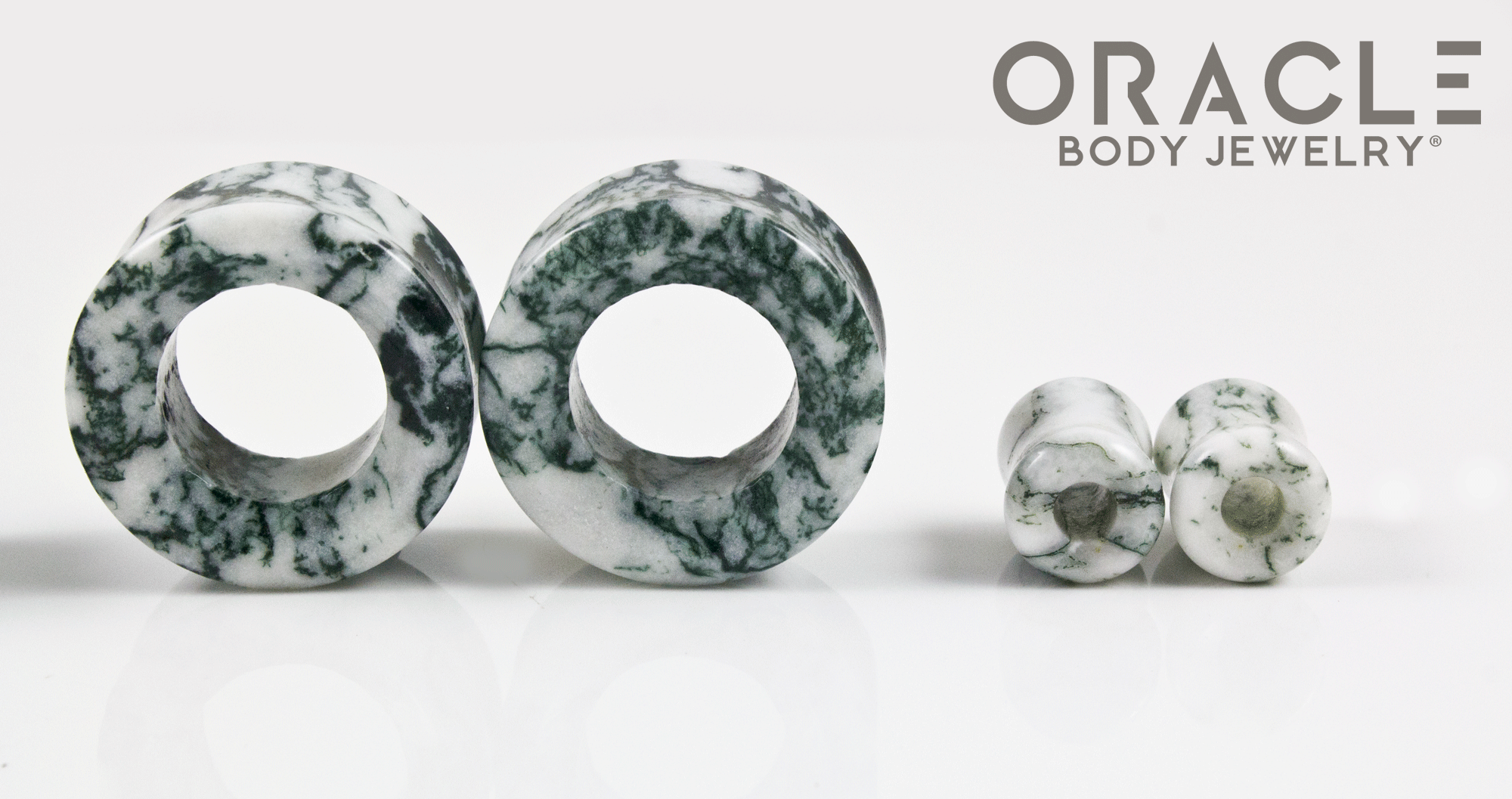 Green Tree Agate Eyelets / Tunnels
