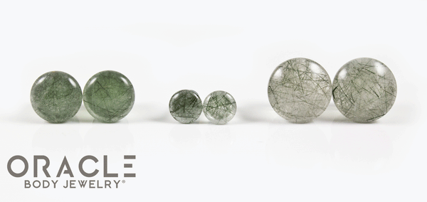 Green Tourmalinated Quartz Single Flare Plugs