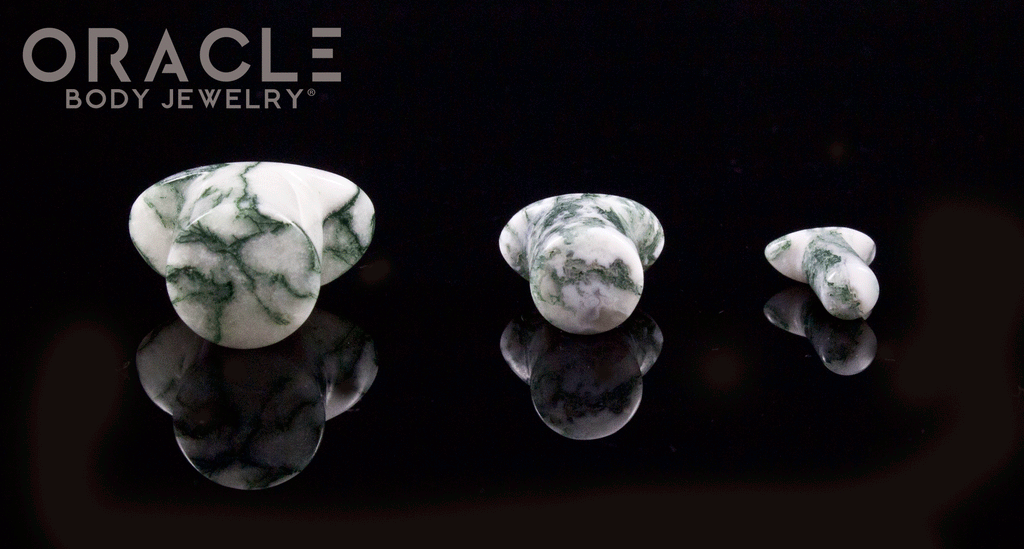 Green Tree Agate Labrets 8g Through 1/2"
