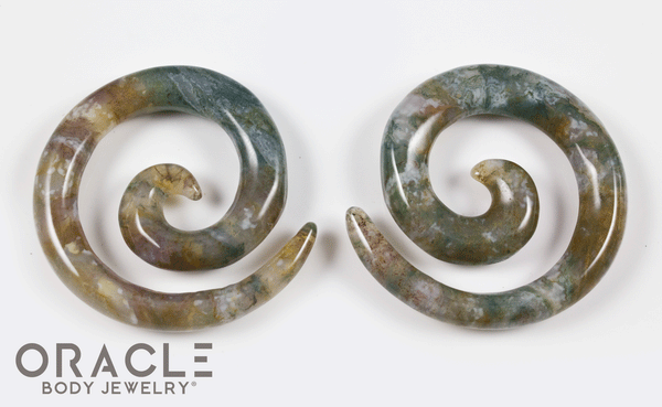 0g (8mm) Moss Agate Stone Spirals