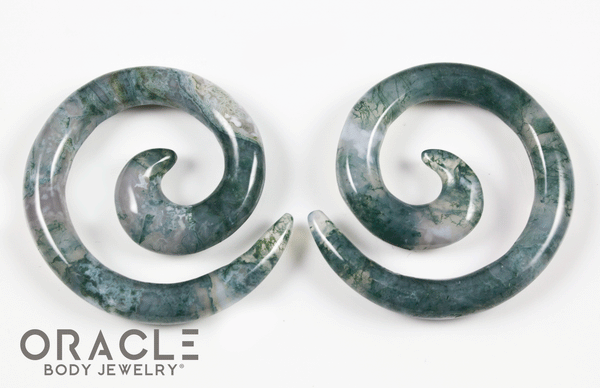 2g (6.5mm) Moss Agate Stone Spirals
