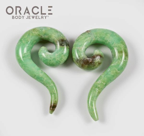 0g Chrysoprase Tail Spirals