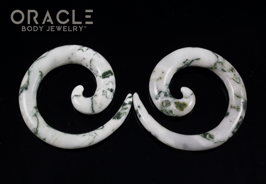 2g Green Tree Agate Stone Spirals