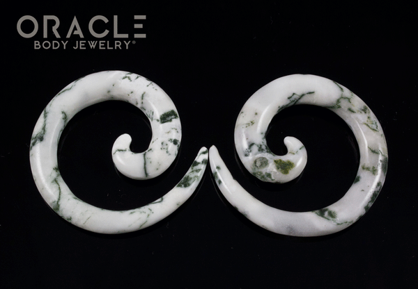 2g Green Tree Agate Stone Spirals