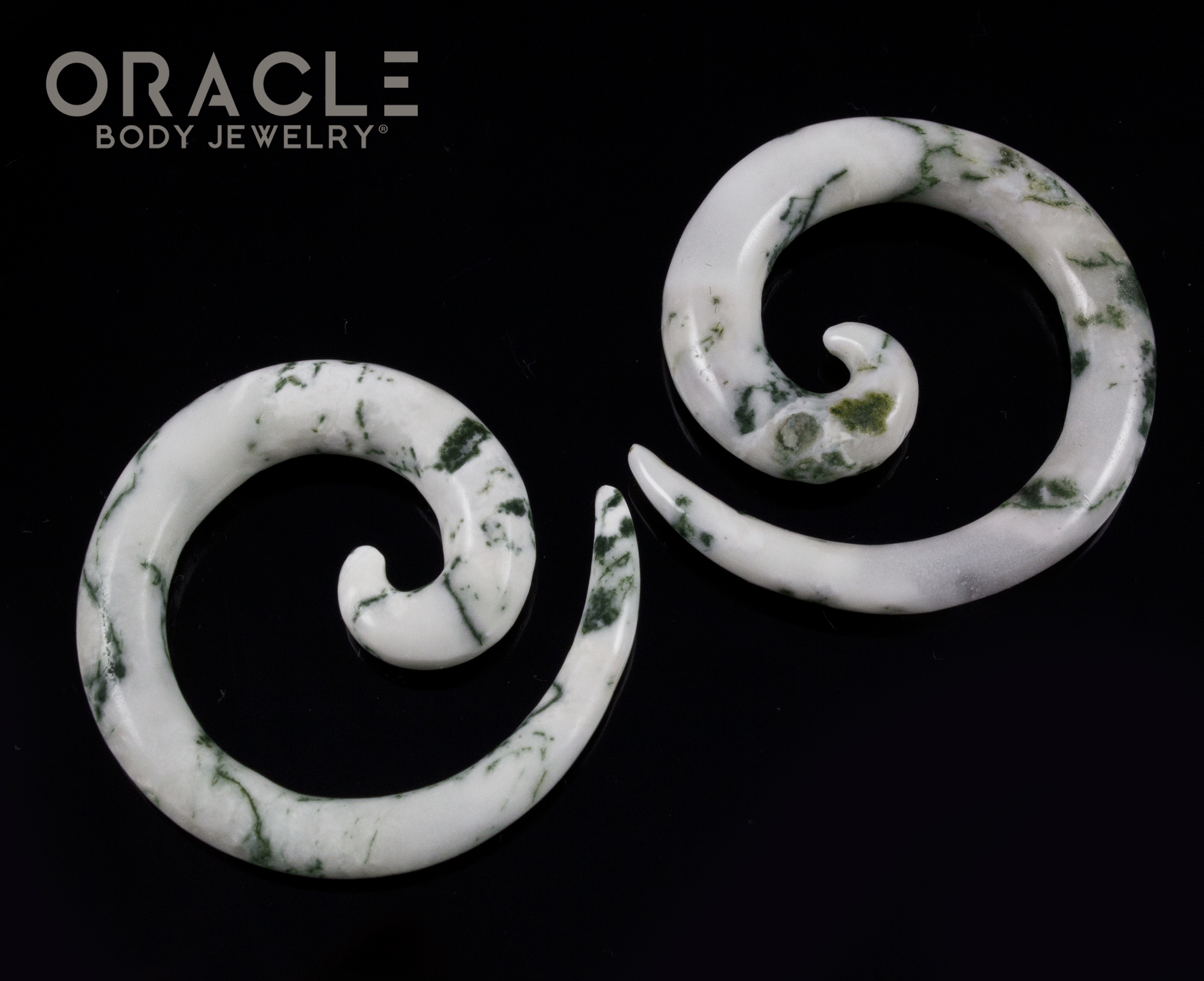 2g Green Tree Agate Stone Spirals