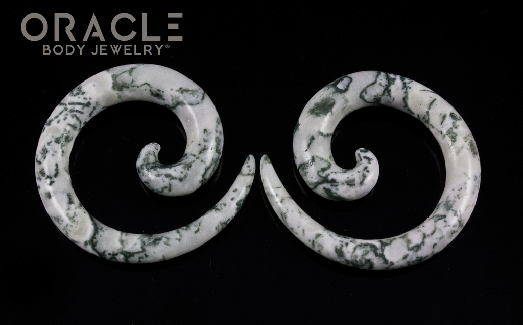 0g Green Tree Agate Spirals
