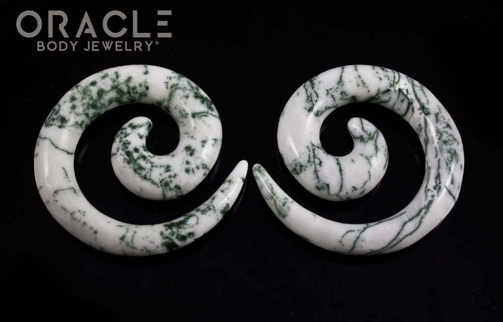 00g Green Tree Agate Spirals