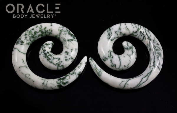00g Green Tree Agate Spirals