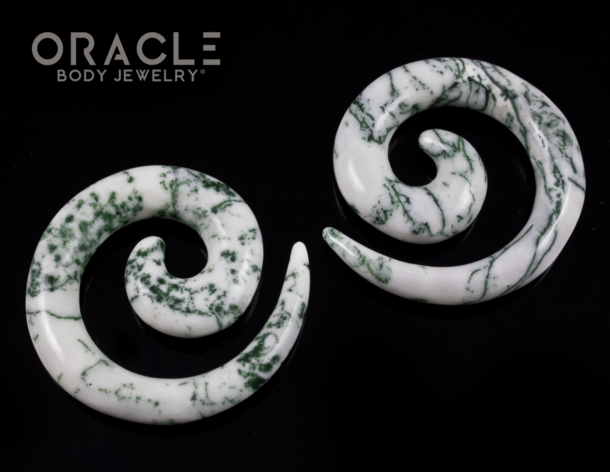00g Green Tree Agate Spirals