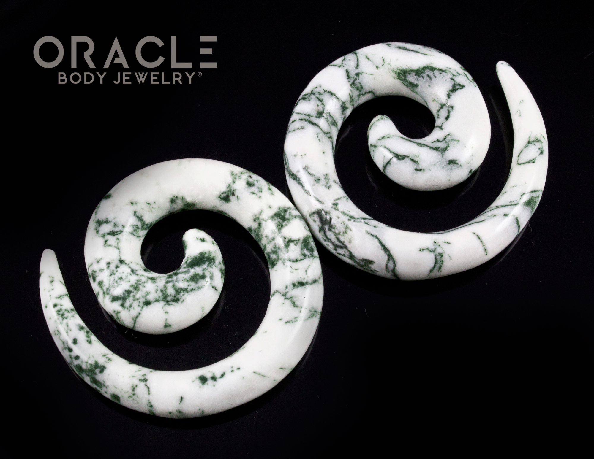 00g Green Tree Agate Spirals