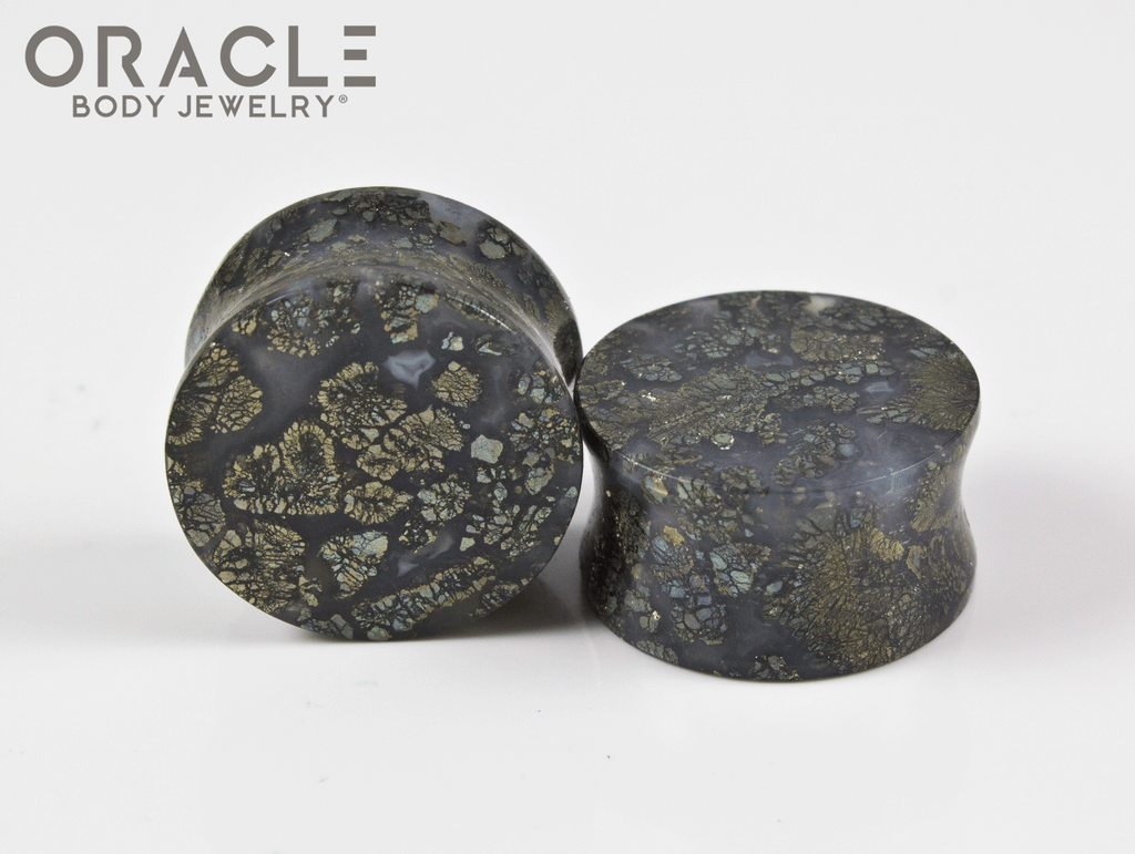 20mm Marcasite in Agate Plugs