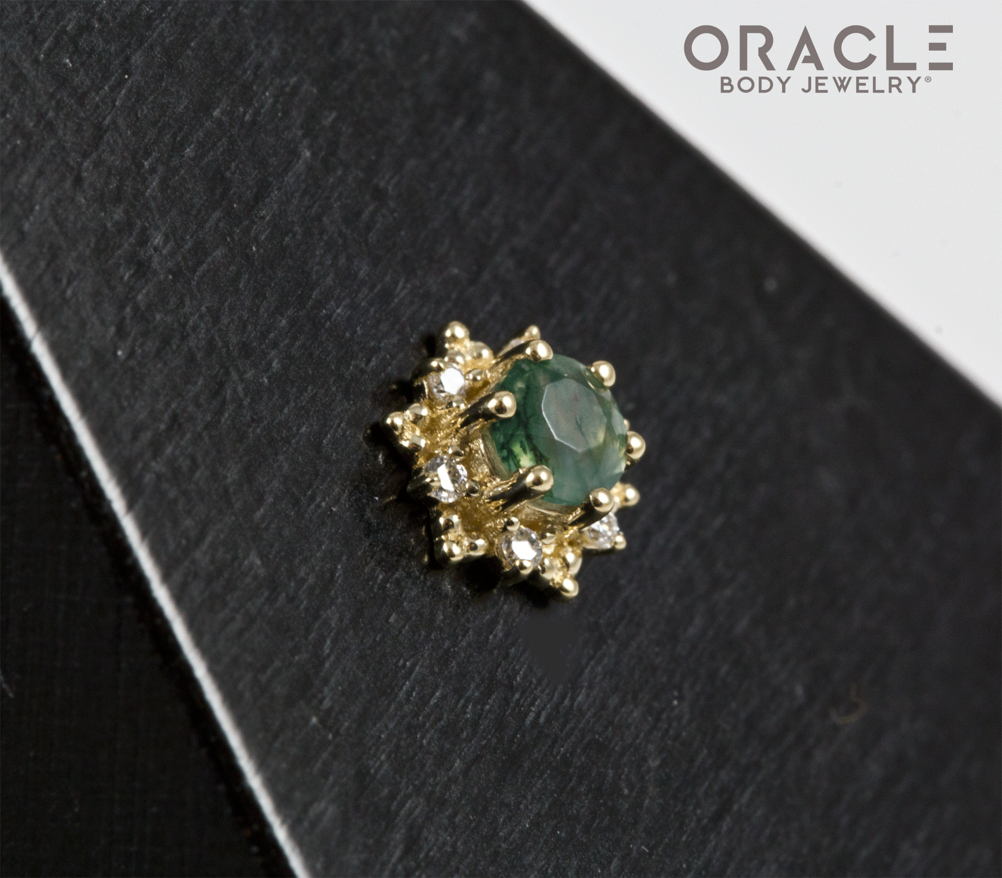 14k North Star Moss Agate and Diamonds Threadless End