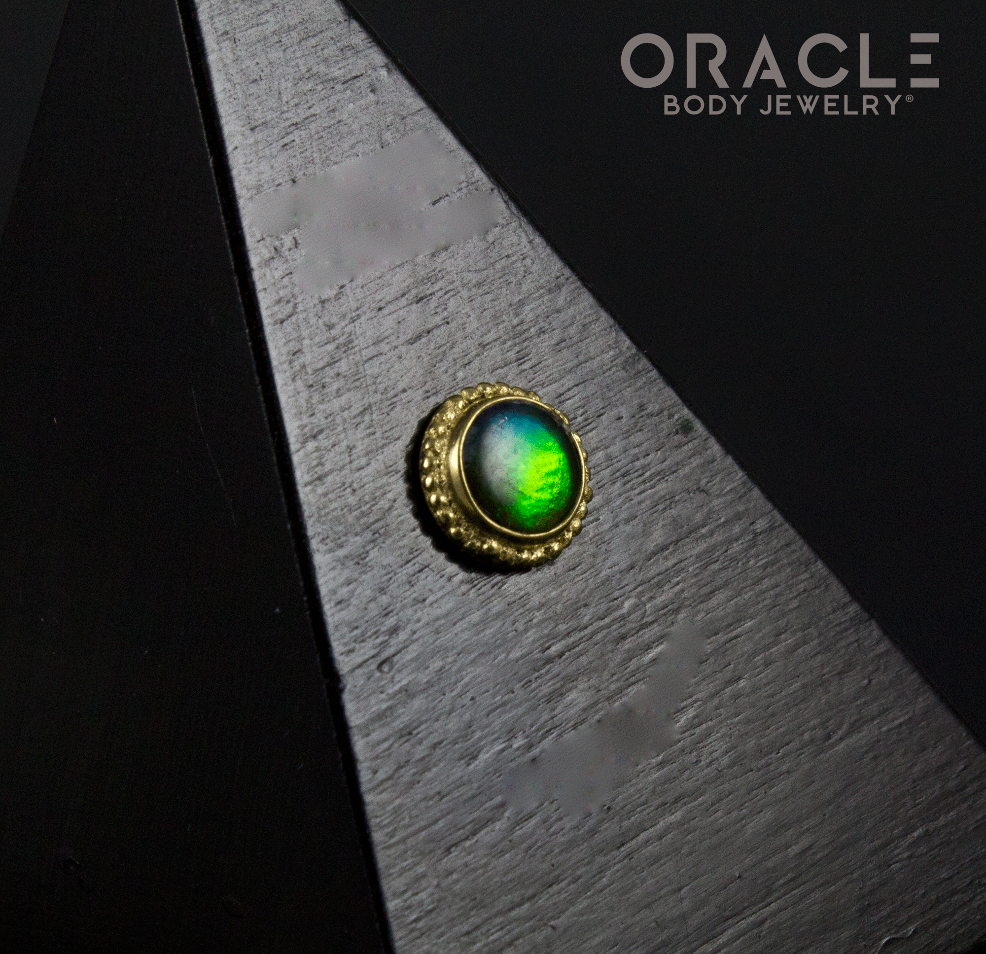 14k Ammolite Threadless Gold End